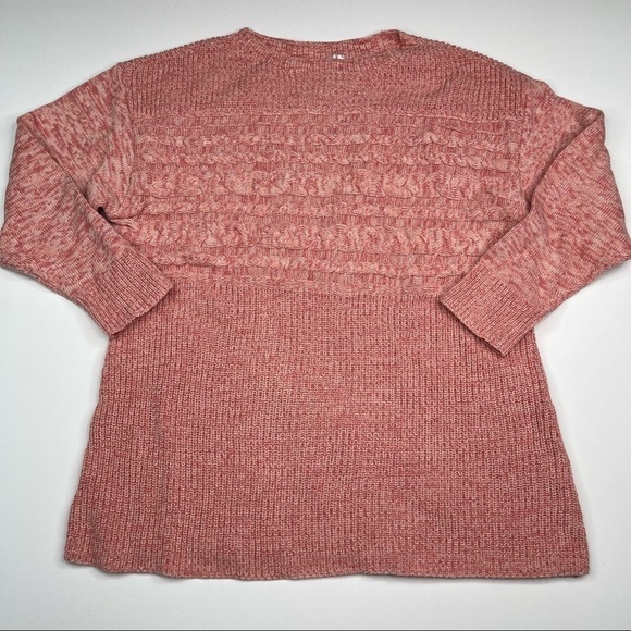 CJ Banks Sweater Knit Office Career Cotton Fall Winter Crew Neck Pink Peach New - Picture 1 of 10